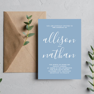 True Simplicity 1 Glacier Blue Minimalist Wedding Kaart