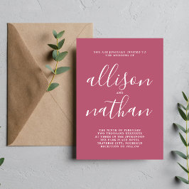 True Simplicity 1 Mulberry Script Minimale bruilof Kaart