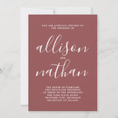 True Simplicity 1 Script Marsala Minimal Wedding Kaart (Voorkant)