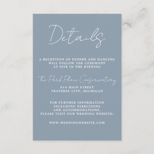 True Simplicity 3 Script Stofarme Blauwe Informatiekaartje (Voorkant)