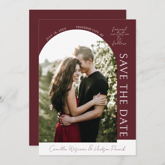 True Simplicity 4 | Deep Burgundy | Save The Date (Devant / Derrière)