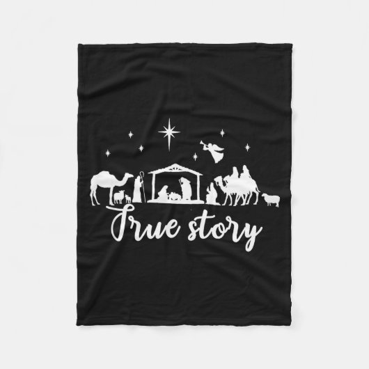 True Story Christmas Gift Religious Nativity Scene Fleece Deken (Voorkant)