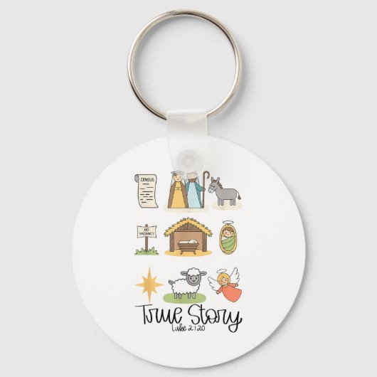 True Story Jesus Nativity Christian Christmas Sleutelhanger (Voorkant)