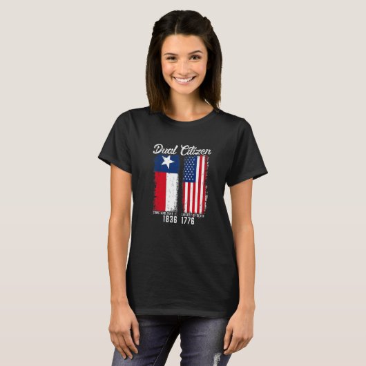 True Texan Dual Citizen Love Texas en America T-shirt (Voorkant volledig)