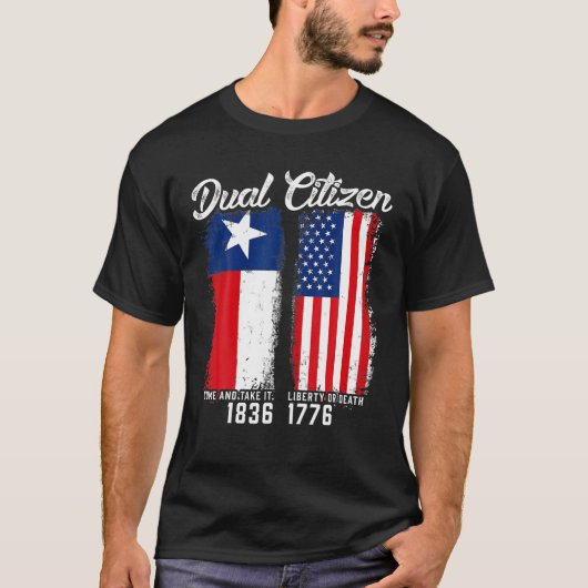 True Texan Dual Citizen Love Texas en America T-shirt (Voorkant)