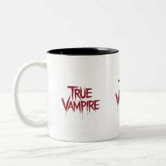 True Vampire Gothic Druppelend Bloed Tekstontwerp Tweekleurige Koffiemok