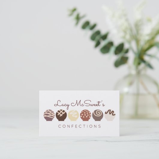 Truffes chocolats carte de visite (Debout devant)