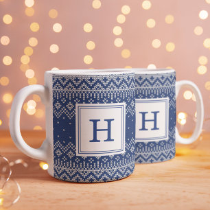 Trui met Scandinavisch patroon en monogram voor de Koffiemok