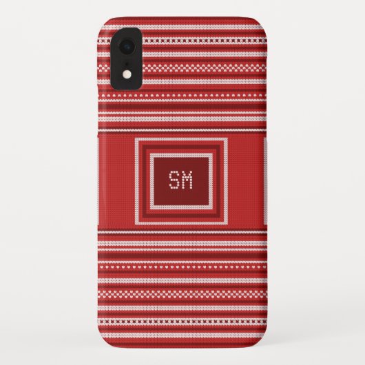 Trui Rood Wit Monogram Kerstvakantie Case-Mate iPhone Case (Achterkant)