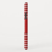 Trui Rood Wit Monogram Kerstvakantie Case-Mate iPhone Case (Achterkant/rechts)