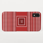 Trui Rood Wit Monogram Kerstvakantie Case-Mate iPhone Case (Achterkant (horizontaal))