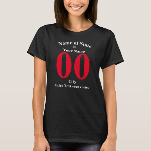 Trui uit Jersey met eigen naam Staat Stad cadeau T-shirt (Voorkant)
