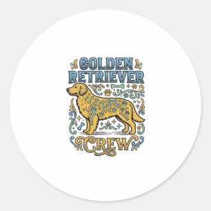 Trui voor Golden Retriever met vintage kunst voor Ronde Sticker