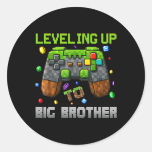 Trui voor grote broer niveau omhoog Funny Gamer Pi Ronde Sticker