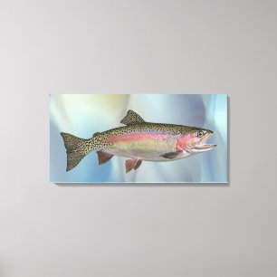 Truite brune avec Toile d'art à rayure rose