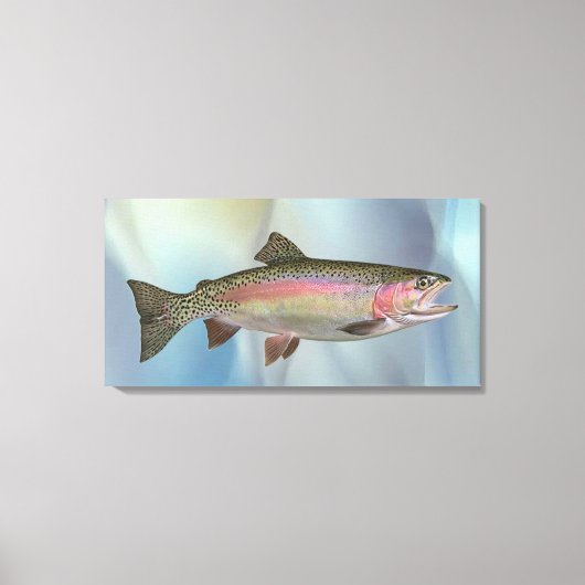 Truite brune avec Toile d'art à rayure rose (Recto)