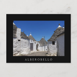 Trulli-huizen, Alberobello, Puglia zwart briefkaar Briefkaart