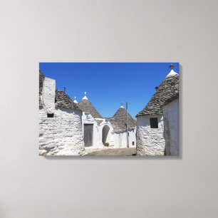 Trulli-huizen in Alberobello, Puglia canvas afdruk