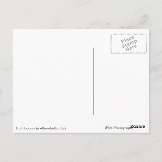 Trulli-huizen in het briefkaart Alberobello, Pugli (Achterkant)