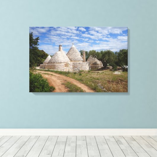 Trulli-huizen in Puglia/Apulië Canvas Afdruk (Insitu (Houten vloer))