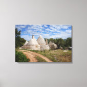 Trulli-huizen in Puglia/Apulië Canvas Afdruk (Voorkant)