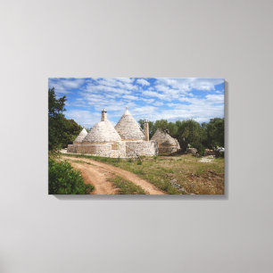 Trulli-huizen in Puglia/Apulië Canvas Afdruk