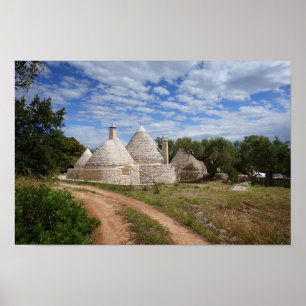 Trulli-huizen in Puglia/Apulië Poster