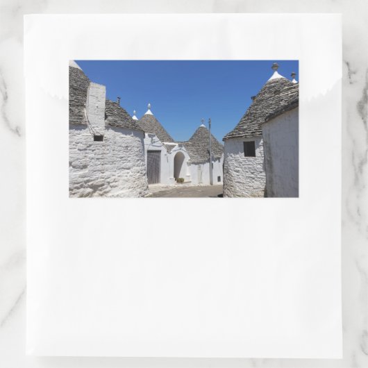Trulli maisons en Alberobello autocollant rectangu (Sac)