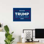 Trump 2020 Keep America Great - modern blauw rood Poster (Thuiskantoor)