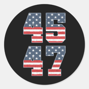 Trump 2024 45 47 -Amerikaanse vlag Retro 4547 Ronde Sticker