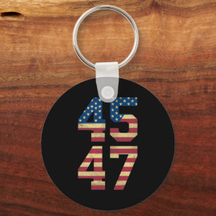 Trump 2024 45 47 -Amerikaanse vlag Retro 4547 Sleutelhanger