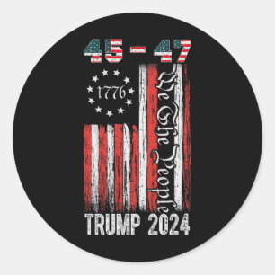  Trump 2024 45-47 Amerikaanse vlag Wij het volk Ronde Sticker