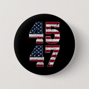 Trump 2024 45 47 stand met Amerikaanse vlag Ronde Button 5,7 Cm