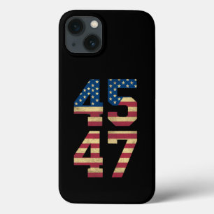 Trump 2024 45 47 Vintage Amerikaanse Vlag Retro 45 iPhone 13 Hoesje