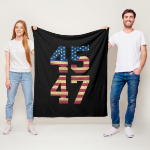 Trump 2024 45 47 Vintage Amerikaanse Vlag Retro 45 Fleece Deken