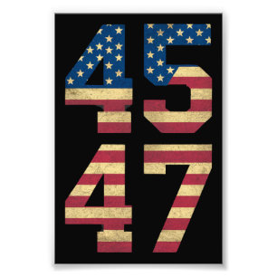 Trump 2024 45 47 Vintage Amerikaanse Vlag Retro 45 Foto Afdruk