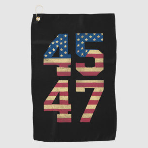 Trump 2024 45 47 Vintage Amerikaanse Vlag Retro 45 Golfhanddoek