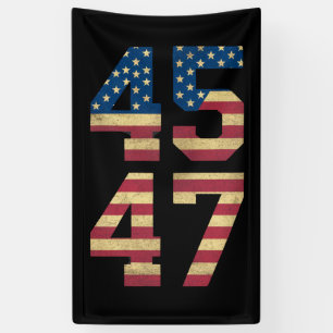 Trump 2024 45 47 Vintage Amerikaanse Vlag Retro 45 Spandoek