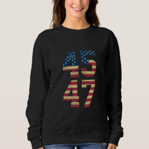 Trump 2024 45 47 Vintage Amerikaanse Vlag Retro 45 Trui