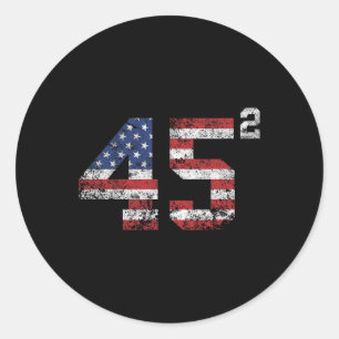 Trump 2024 45 kwadraat tweede termijn USA Vintage Ronde Sticker