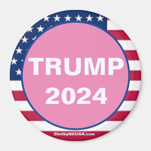 TRUMP 2024 Aimant Patriotique Rose (Devant)