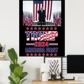 Trump 2024 America First Poster (Thuiskantoor)