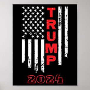 Trump 2024 American Flag Adult Shirt met korte mou Poster