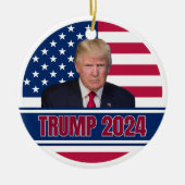 Trump 2024 Amerikaanse vlag Keramisch Ornament (Voorkant)