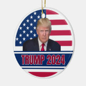 Trump 2024 Amerikaanse vlag Keramisch Ornament (Links)