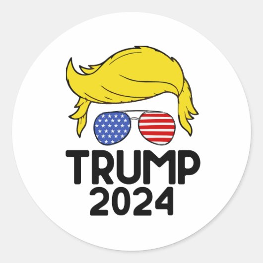 Trump 2024 Amerikaanse vlag Ronde Sticker (Voorkant)