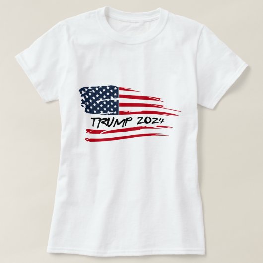 Trump 2024 Amerikaanse vlag T-shirt (Design voorkant)