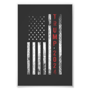 Trump 2024 Amerikaanse Vlag Vervallen Vintage Cade Foto Afdruk