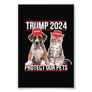 Trump 2024 Bescherm onze huisdieren Katten Honden  Foto Afdruk