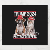 Trump 2024 Bescherm onze huisdieren Kattenhonden M Bier Etiket (Enkel label)
